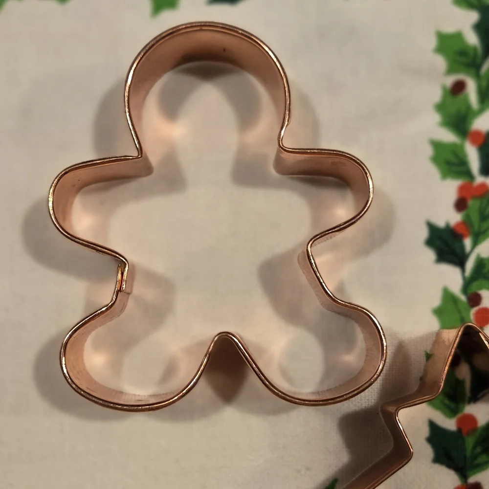 Lot of 6 Copper Cookie Cutters Christmas Tree Star Gingerbread Snowman